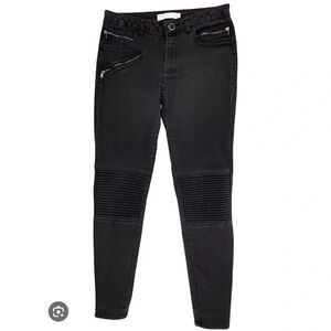 Zara Women's Moto Biker Black Skinny Jeans